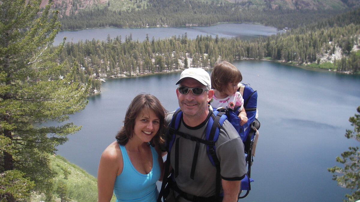 Family at a wilderness lake